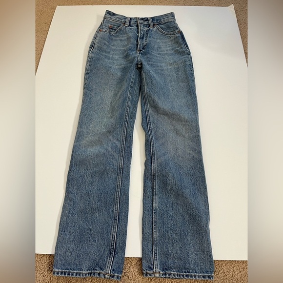 Aritzia Denim Forum Pin Up Super High Straight 28L 23 Blue Jeans - Picture 1 of 10